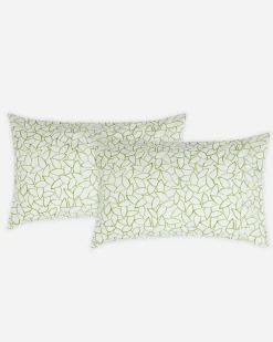200 Thread Count Cotton Mini Leaves Pillowcase Pair*Jasper Conran New