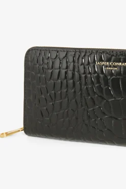 Alexis Leather Large Croc Zip Round Purse*Jasper Conran Cheap
