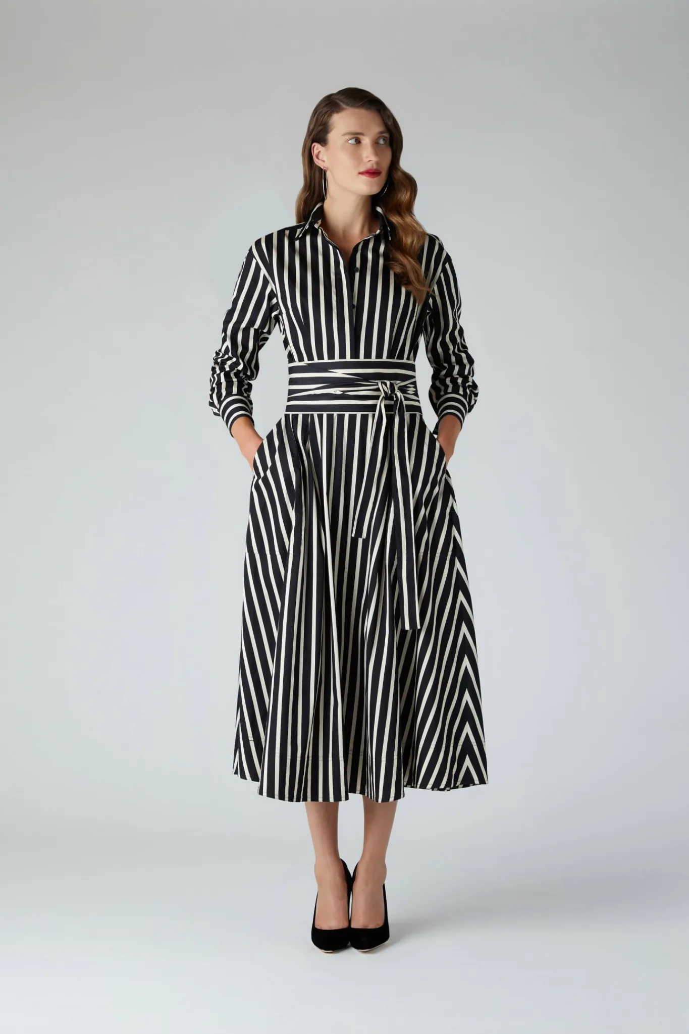 Blythe Stripe Full Skirt Shirt Dress*Jasper Conran New